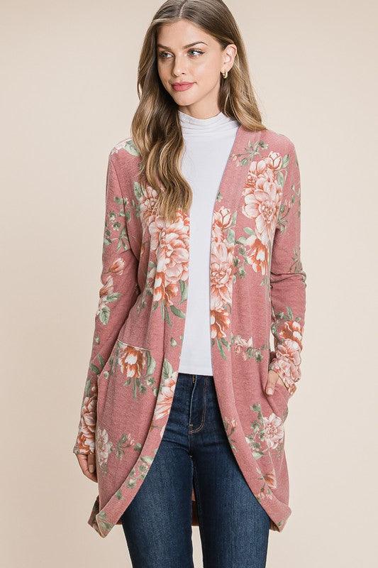 Mauve and Flower Cardigan