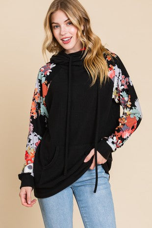 Floral Sleeve Hoodie