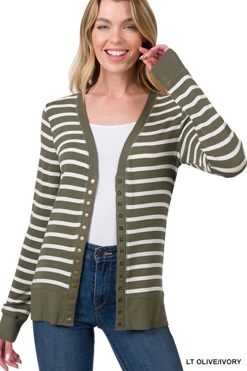 Olive & White Cardigan