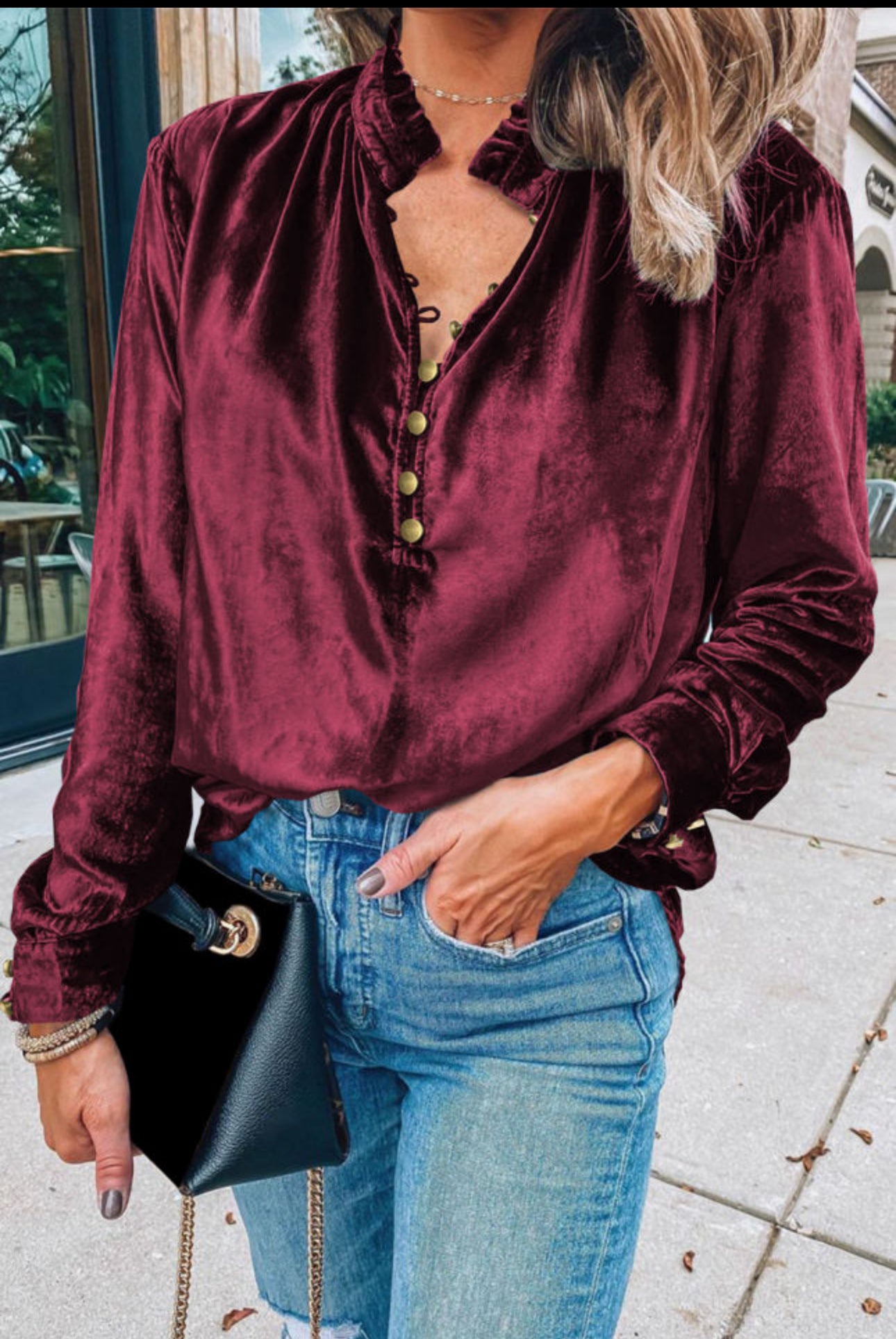 Velvet Maroon Blouse (Reg&Plus)