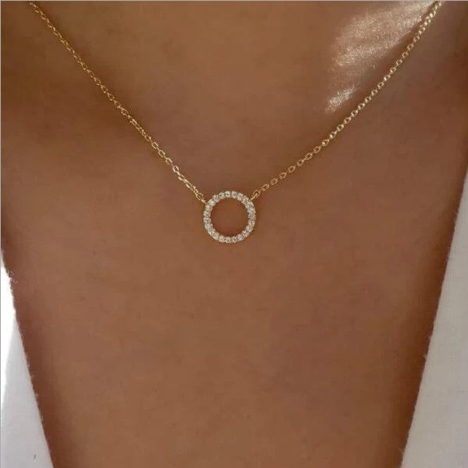 Creative Simplicity Full Diamond Circle Necklace