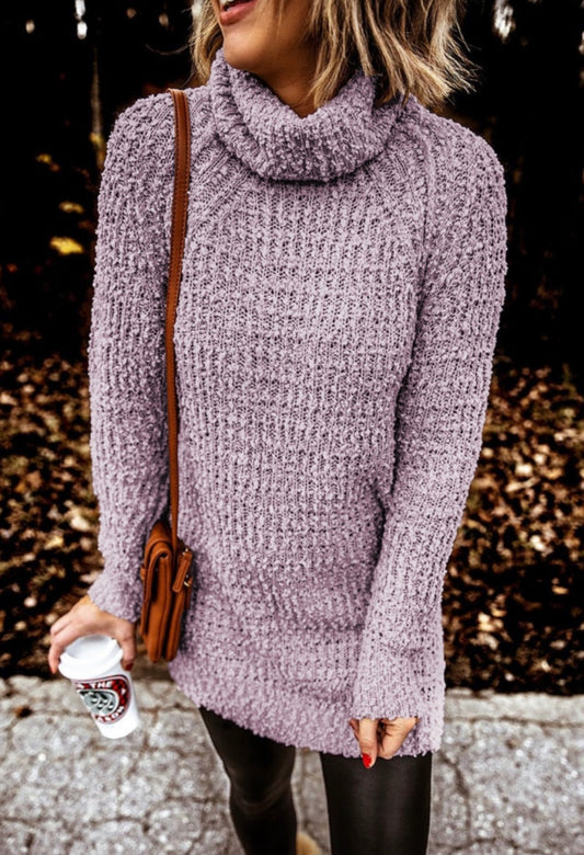 Purple Popcorn Turtleneck Sweater