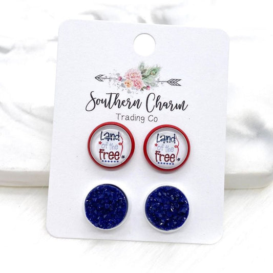 12mm Land of the Free & Navy Crystals in Red/White Settings